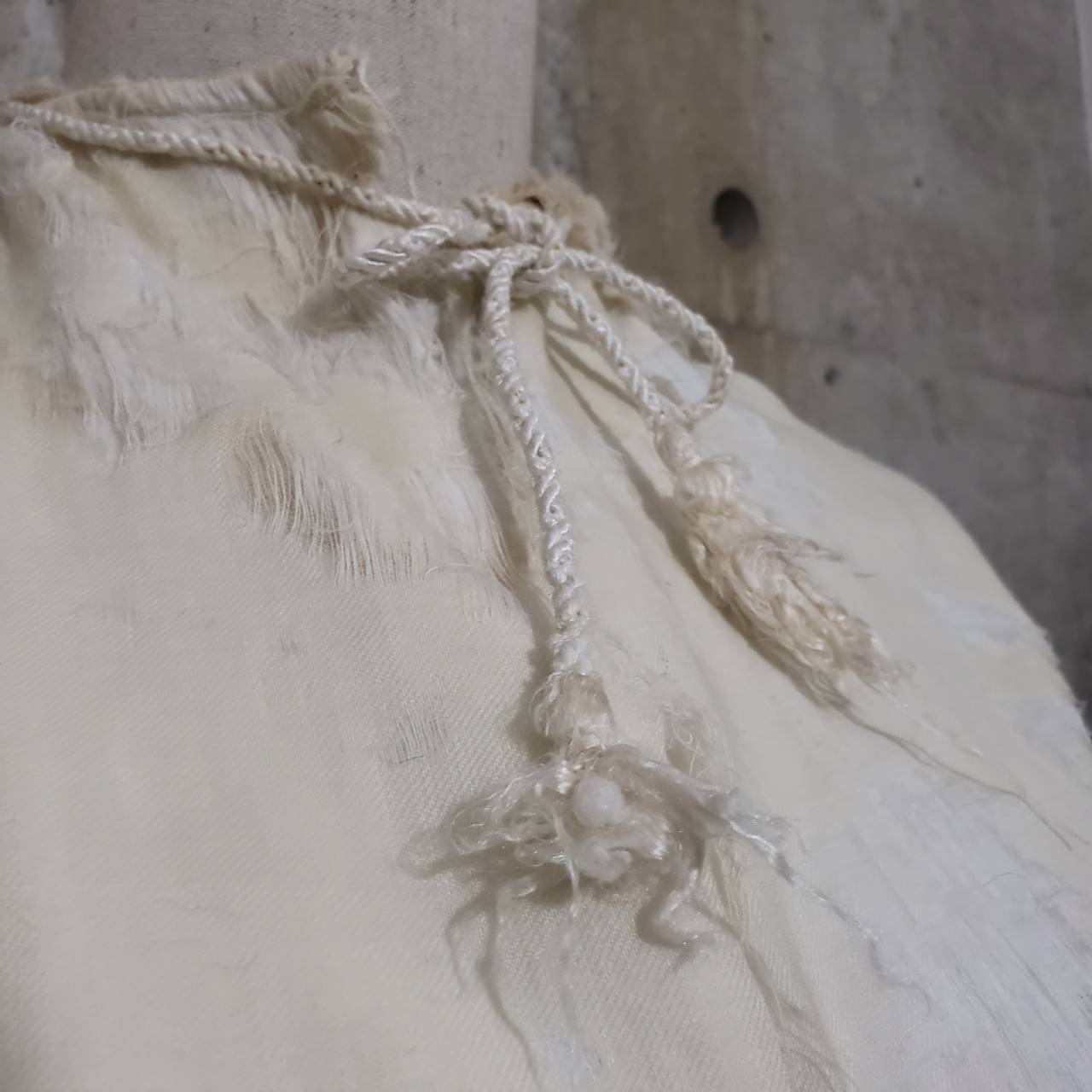 VINTAGE(ヴィンテージ) 50~'sフラワーステッチケープ 表記なし(FREE) アイボリー