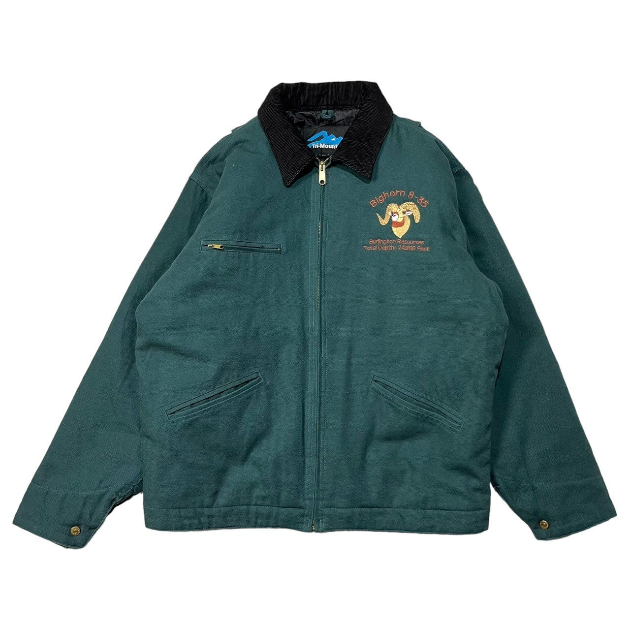 Tn-Mountain(ティーエヌマウンテン) 90's Duck fabric work jacket 企業物 ヴィンテージ ダック地 ワーク ジャケット 中綿 L グリーン Blghorn 8-35