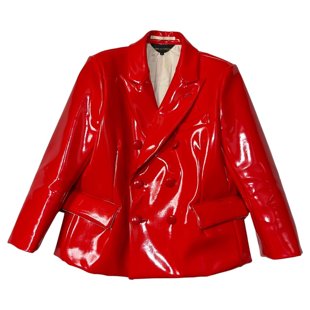 COMME des GARCONS(コムデギャルソン) 18SS Enamel double-breasted jacket エナメル エコ レザー ダブル ジャケット テーラード GA-J024 S レッド AD2017