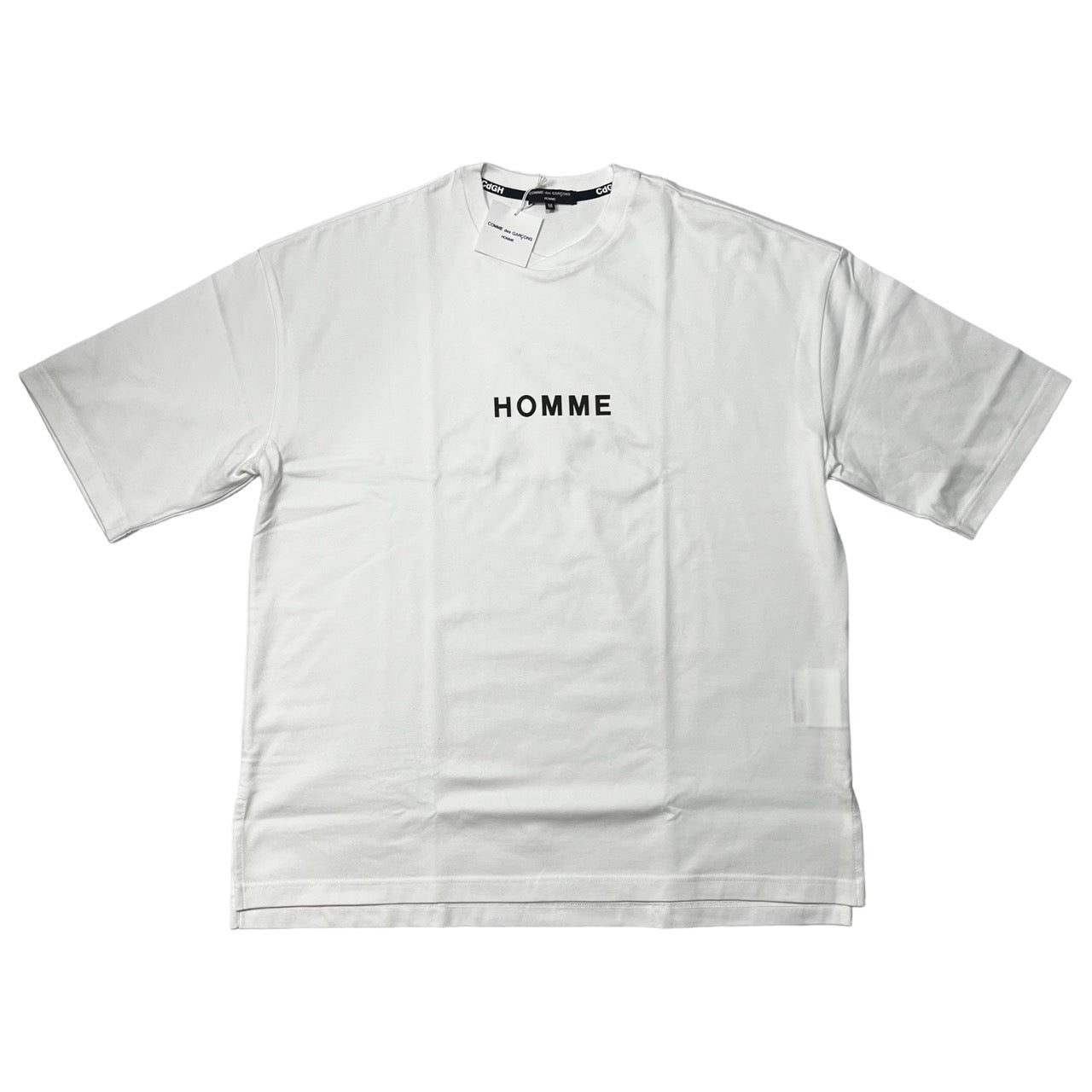 COMME des GARCONS HOMME(コムデギャルソンオム) ”HOMME” ロゴ 製品プリント 綿天竺 Tシャツ HL-T008-051 SIZE M ホワイト