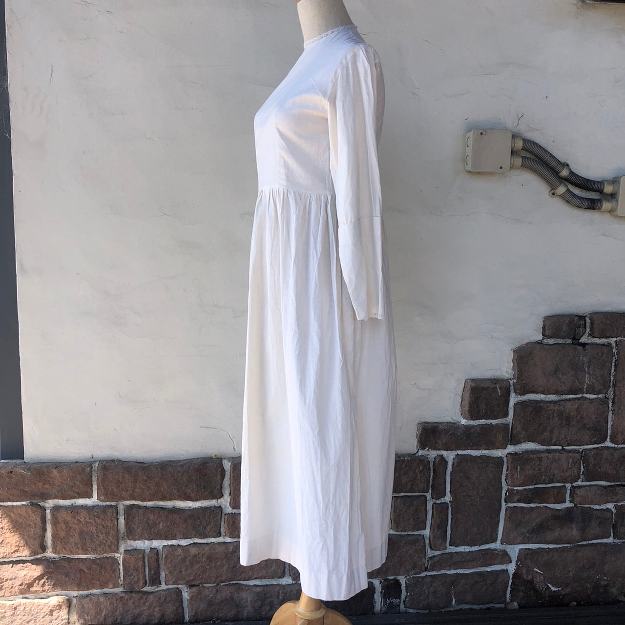 Euro Vintage(ヨーロッパヴィンテージ) Omekashi_ミニレースのロングワンピース 表記なし(Mサイズ程度) ホワイト