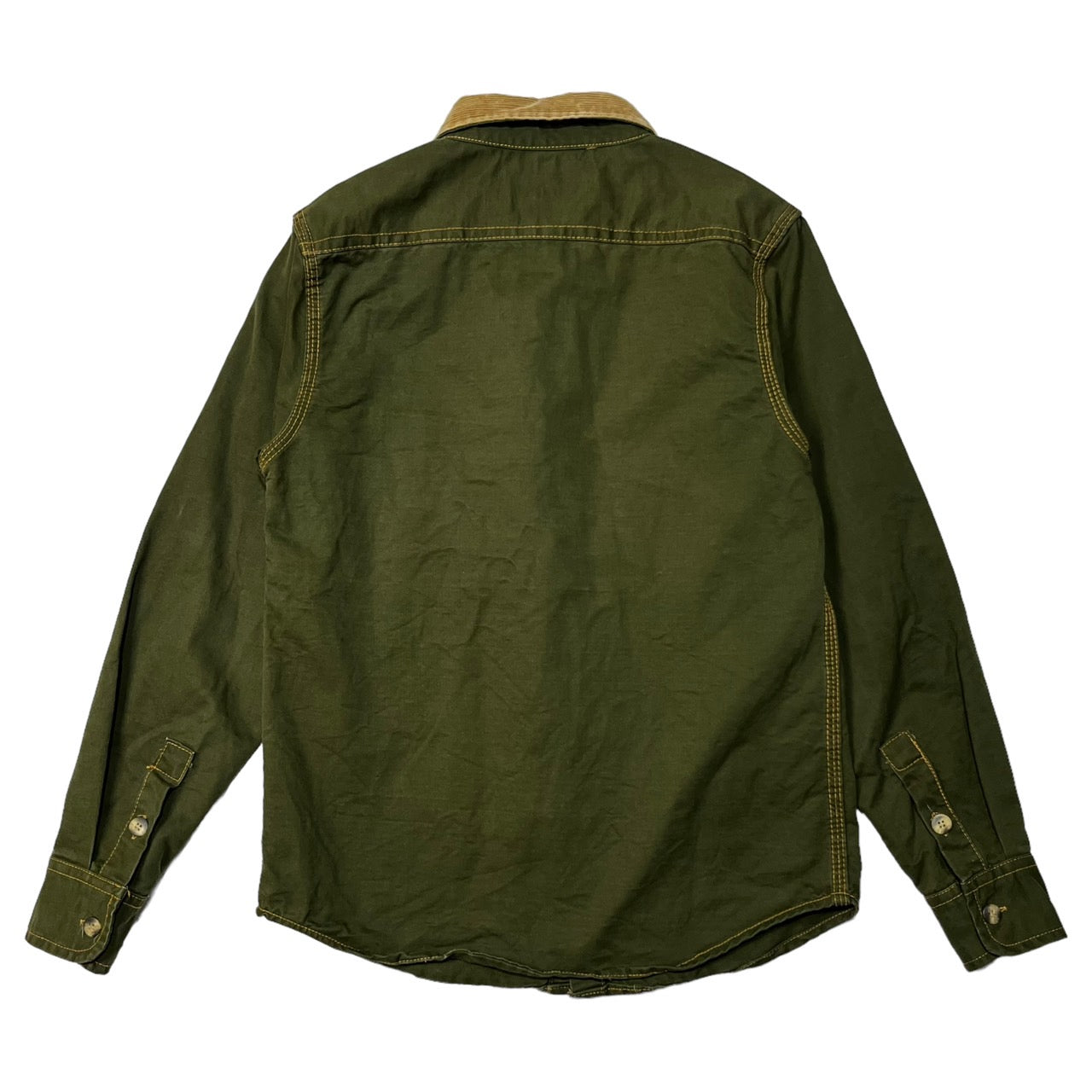 RRL(ダブルアールエル) コーデュロイ襟切替ワークシャツジャケット S カーキ/オリーブ/グリーン系