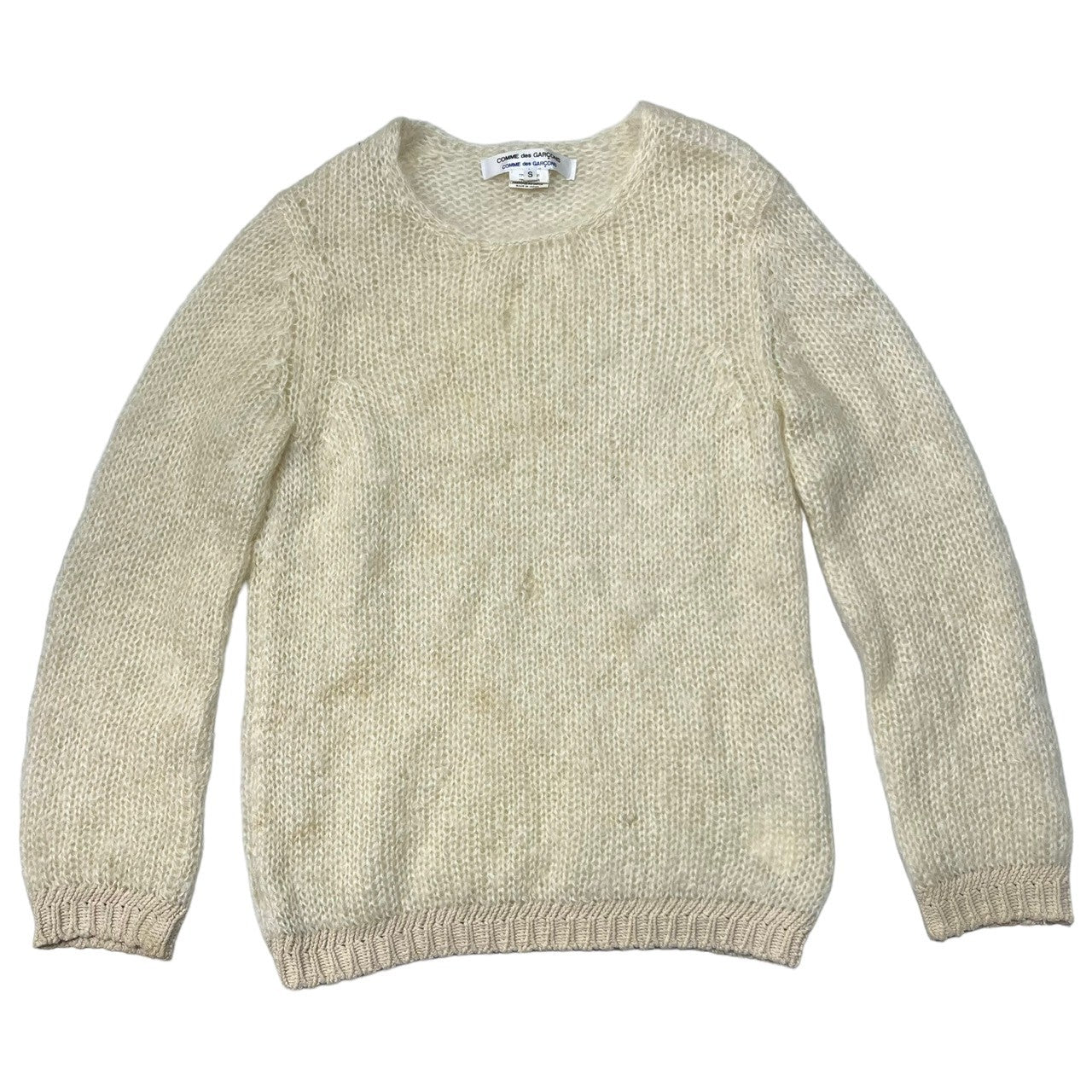 COMME des GARCONS COMME des GARCONS(コムデギャルソンコムデギャルソン) モヘア クルーネック ニット セーター 裾切替 W14N036 S アイボリー コムコム