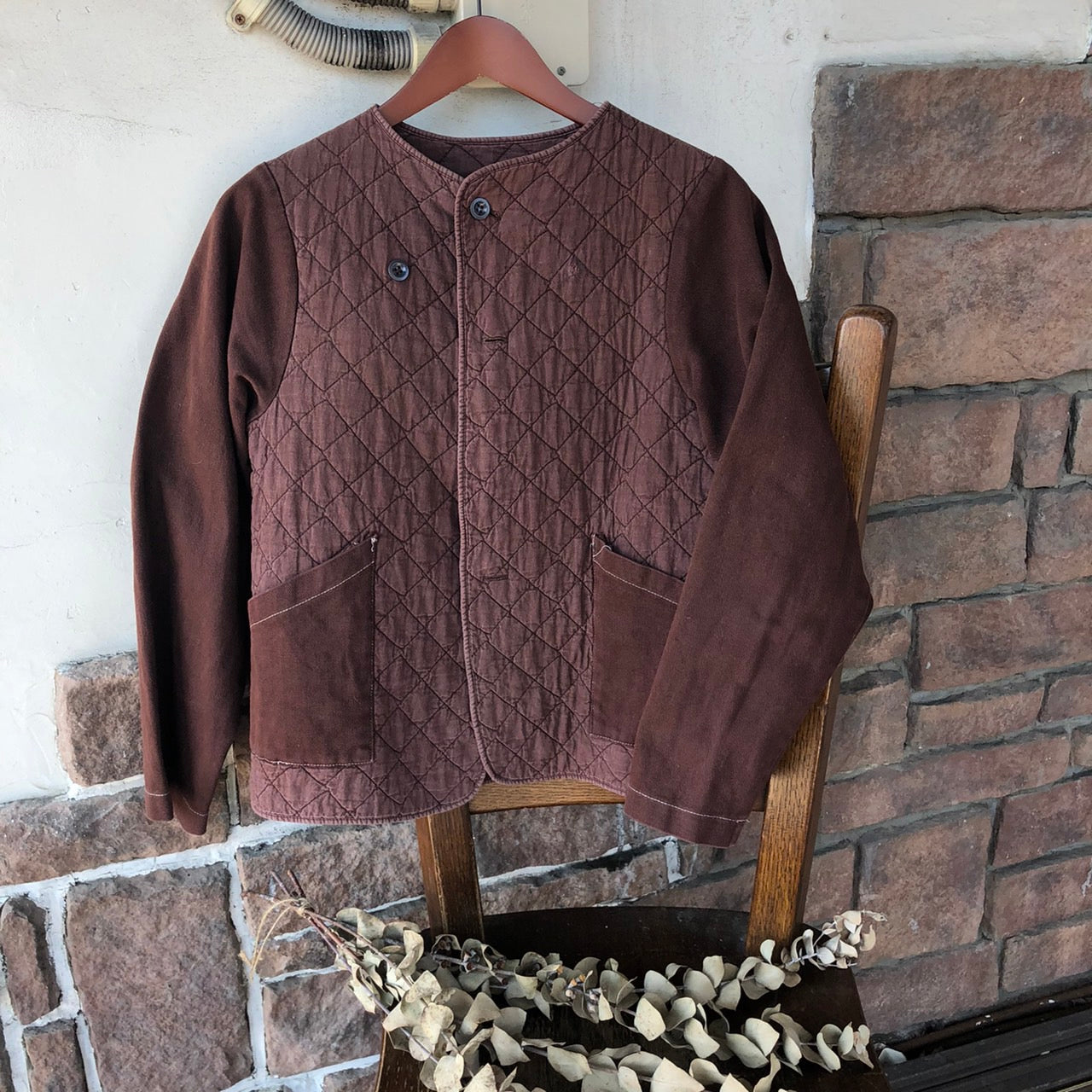 belgian army(ベルギー軍) 50sキルティングリメイクカーディガン 44/48(Mサイズ程度) ブラウン BEGETEX