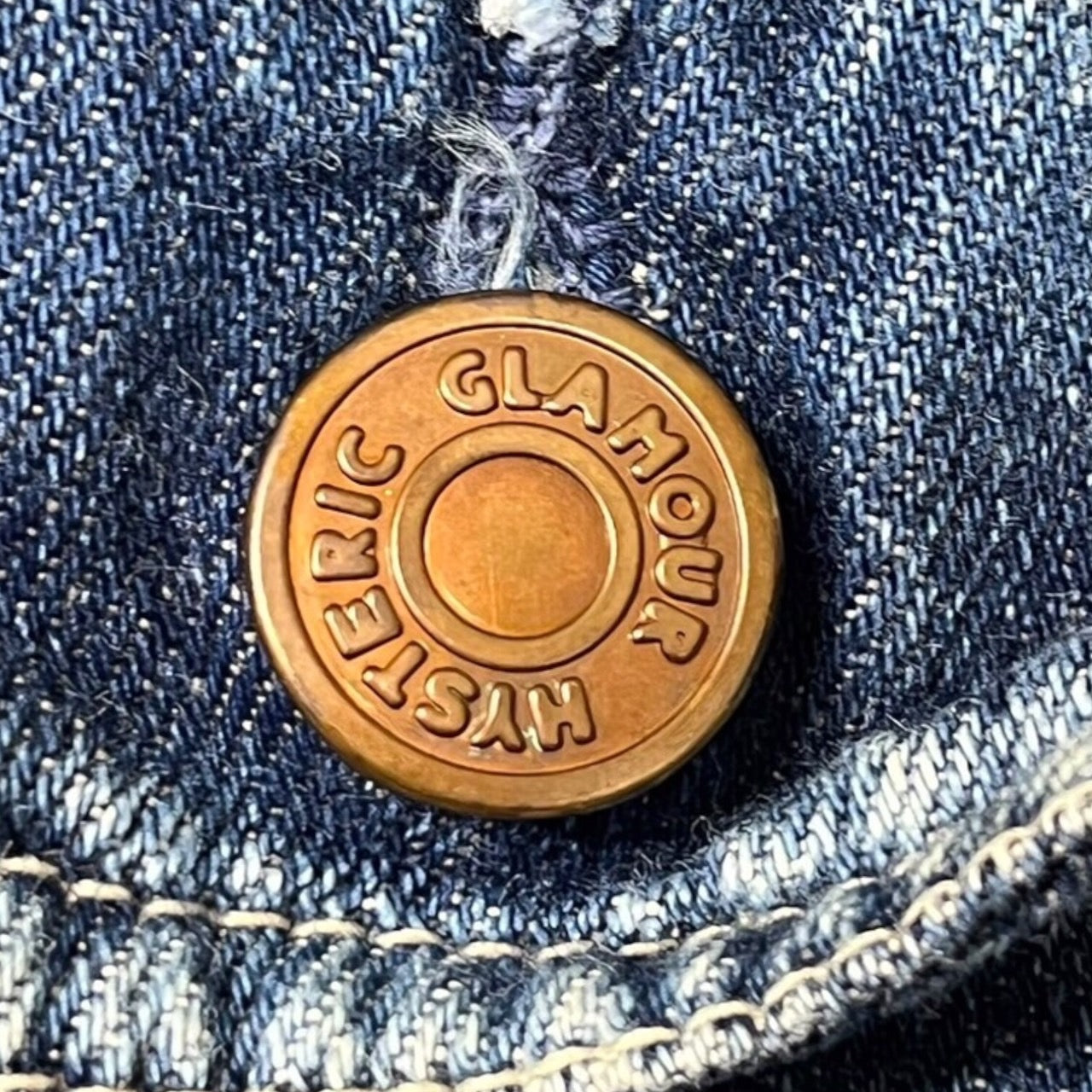 HYSTERIC GLAMOUR(ヒステリックグラマー) 00's Lame logo denim overalls/ラメロゴデニムオーバーオール 2AP-1640 FREE インディゴ/ブルー系 90's/Y2K/稀少モデル