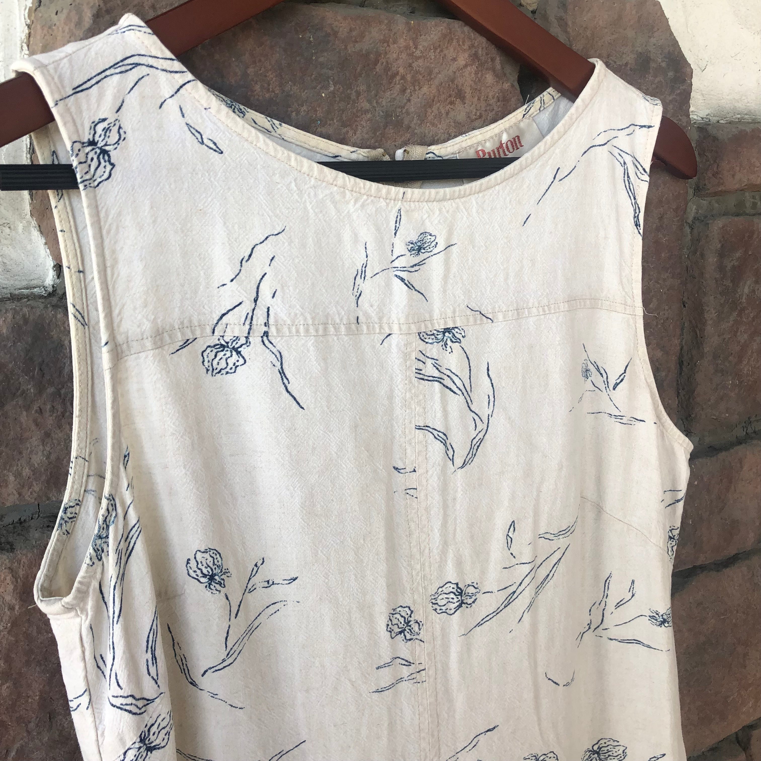 Euro Vintage(ヨーロッパヴィンテージ) Botanical_ノースリーブワンピース 44(Lサイズ程度) ベージュ