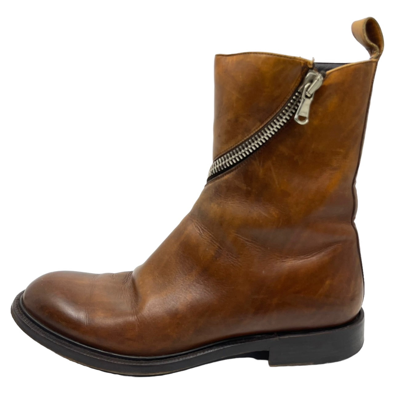 KRIS VAN ASSCHE(クリスヴァンアッシュ) 00's spiral zip boots/スパイラルジップブーツ/アーカイブ 82H01-M001-41 41(25.5~26cm程度) ブラウン Y2K