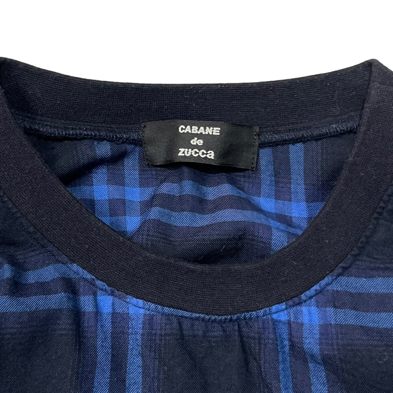 CABANE de zucca(カバンドズッカ) 18SS バッファロー ギンガム チェック ドッキング 長袖 カットソー ジップ CZ82FJ569 M ブルー×ブラック