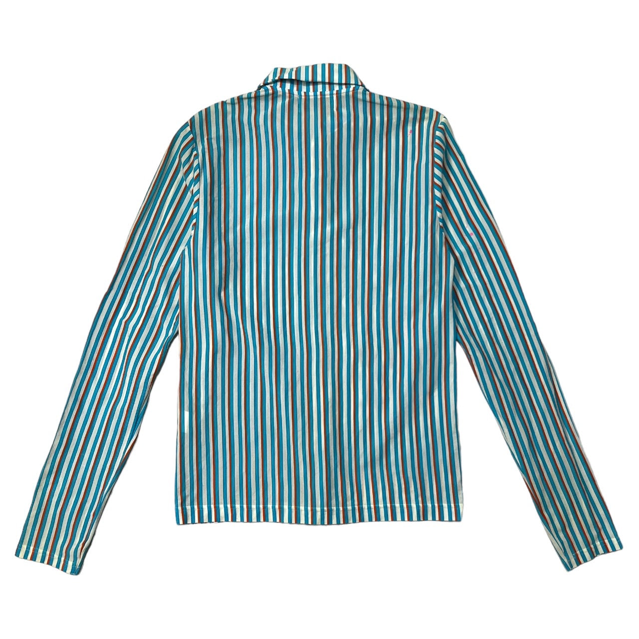 MASAKI MATSUSHIMA(マサキマツシマ) 00's Painted striped shirt ペンキ加工 ストレッチ ストライプシャツ 長袖 3(L程度) ホワイト×ブルー