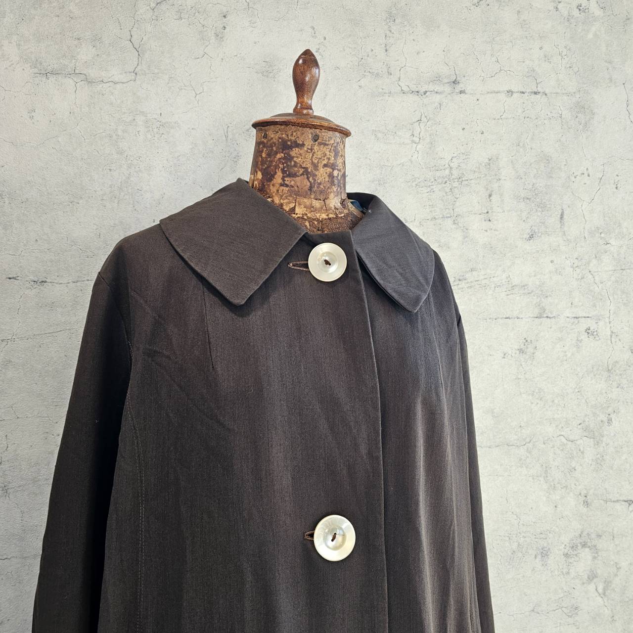 Euro Vintage(ヨーロッパヴィンテージ) Round_big big bid roundbutton stainless steel collar coat / ビッグボタンステンカラーコート 表記なし(Mサイズ程度) ブラウン