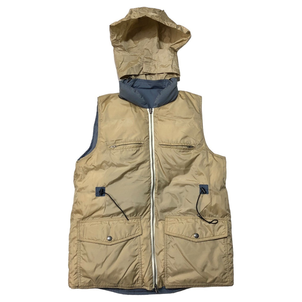 SUNSEA(サンシー) reversible down vest リバーシブル ダウンベスト SIZE 1(S) アッシュブルー 色あせ有(元々USED加工の商品です)