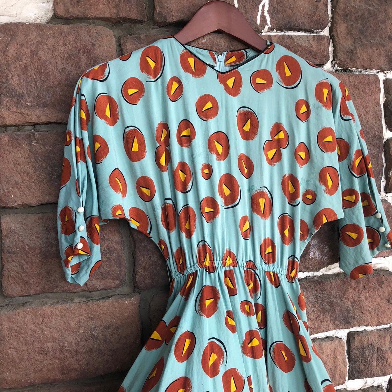 VINTAGE(ヴィンテージ) ヴィンテージ総柄ワンピース 表記なし(Mサイズ程度) ブルー