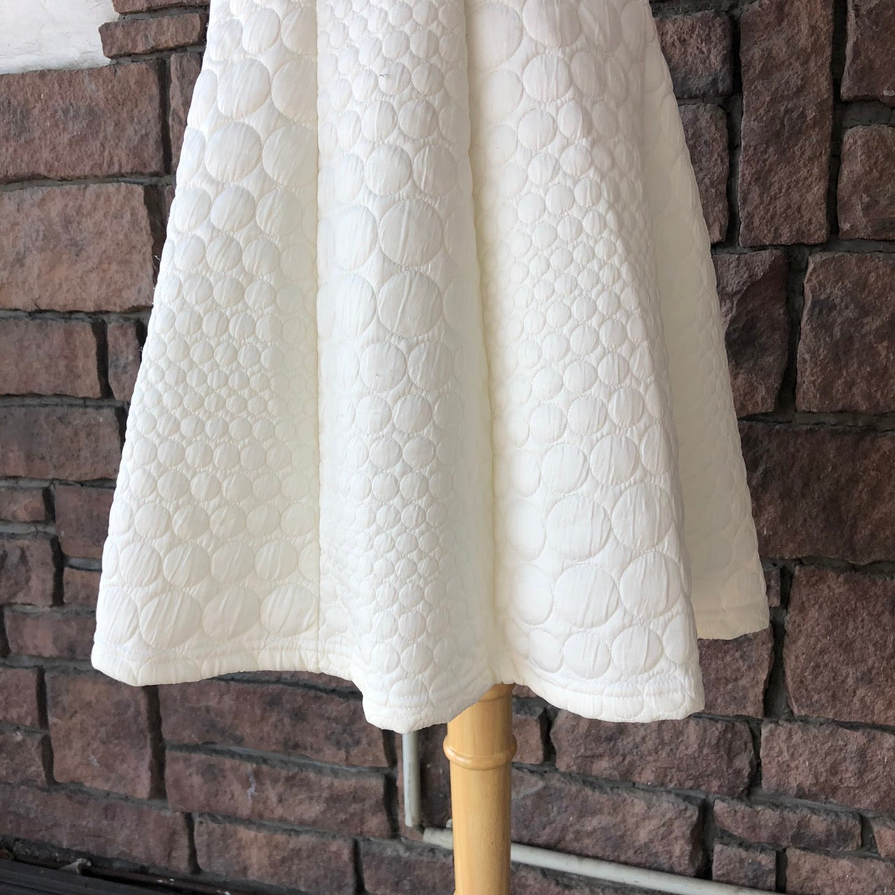 JUS D'ORANGE(ジュドランジュ) ドットキルティングワンピース 表記無し(Mサイズ程度) ホワイト フランス製