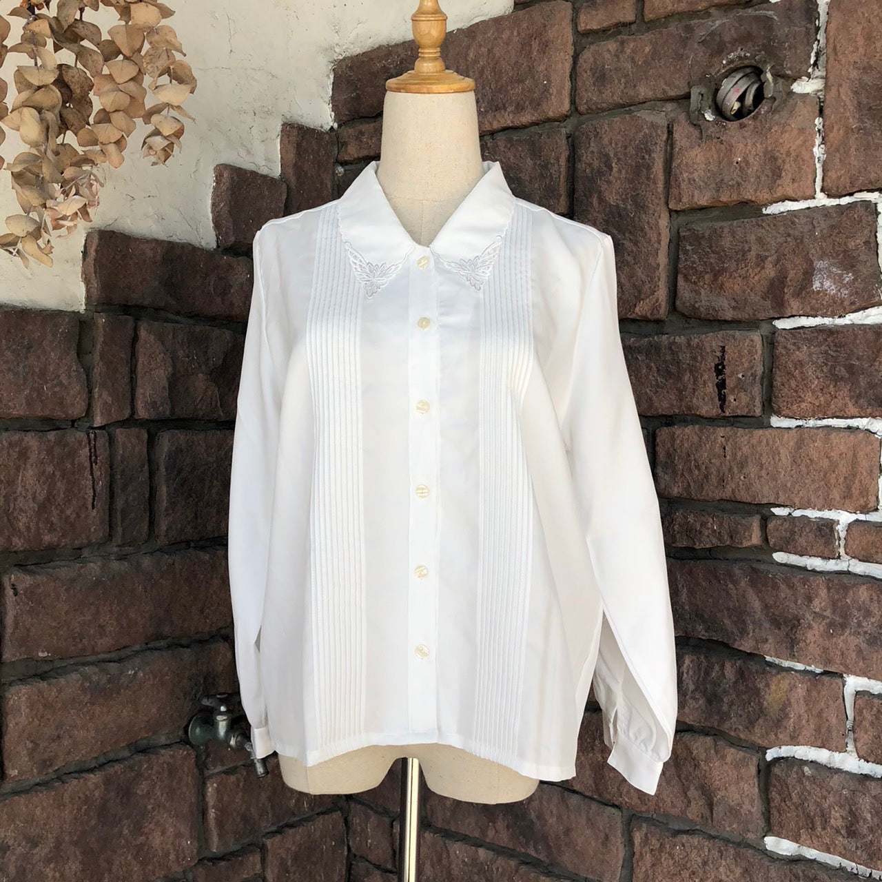 VINTAGE(ヴィンテージ) フリルカラーブラウス Lサイズ程度 ホワイト