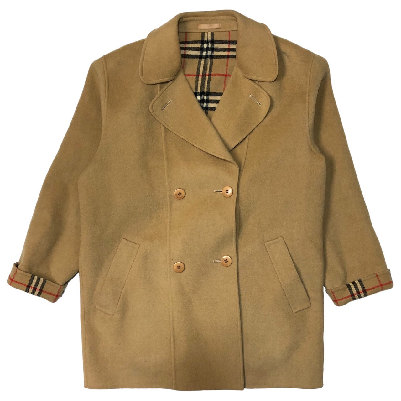 Burberrys(バーバリーズ) 80’S~90's ノバチェック カシミヤ混 ウール ダブル ジャケット コート FNA20-009-50 7AR(M程度) ベージュ ヴィンテージ 80年代 90年代