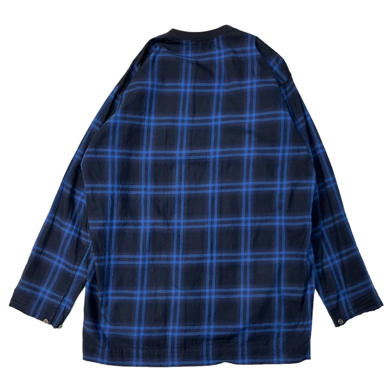 CABANE de zucca(カバンドズッカ) 18SS バッファロー ギンガム チェック ドッキング 長袖 カットソー ジップ CZ82FJ569 M ブルー×ブラック