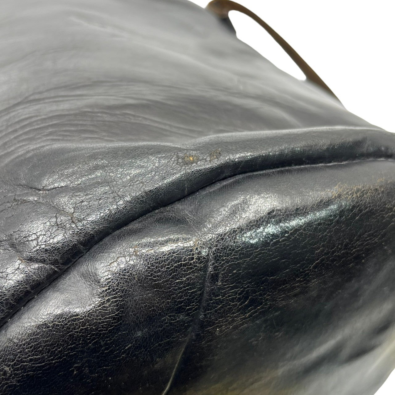 Munoz Vrandecic(ムニョス ブランデシック) Handmade Leather Drawstring Boston Bag ハンドメイドレザー巾着ボストンバッグ ブラック