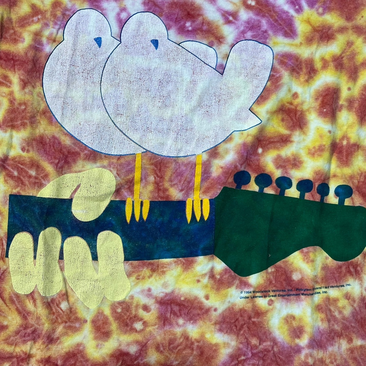 VINTAGE(ヴィンテージ) 90's Woodstock tie-dye T-shirt/ウッドストック/Tシャツ/タイダイ/バンドTシャツ SIZE L レッド×イエロー 90s 90年代 フェスティバル