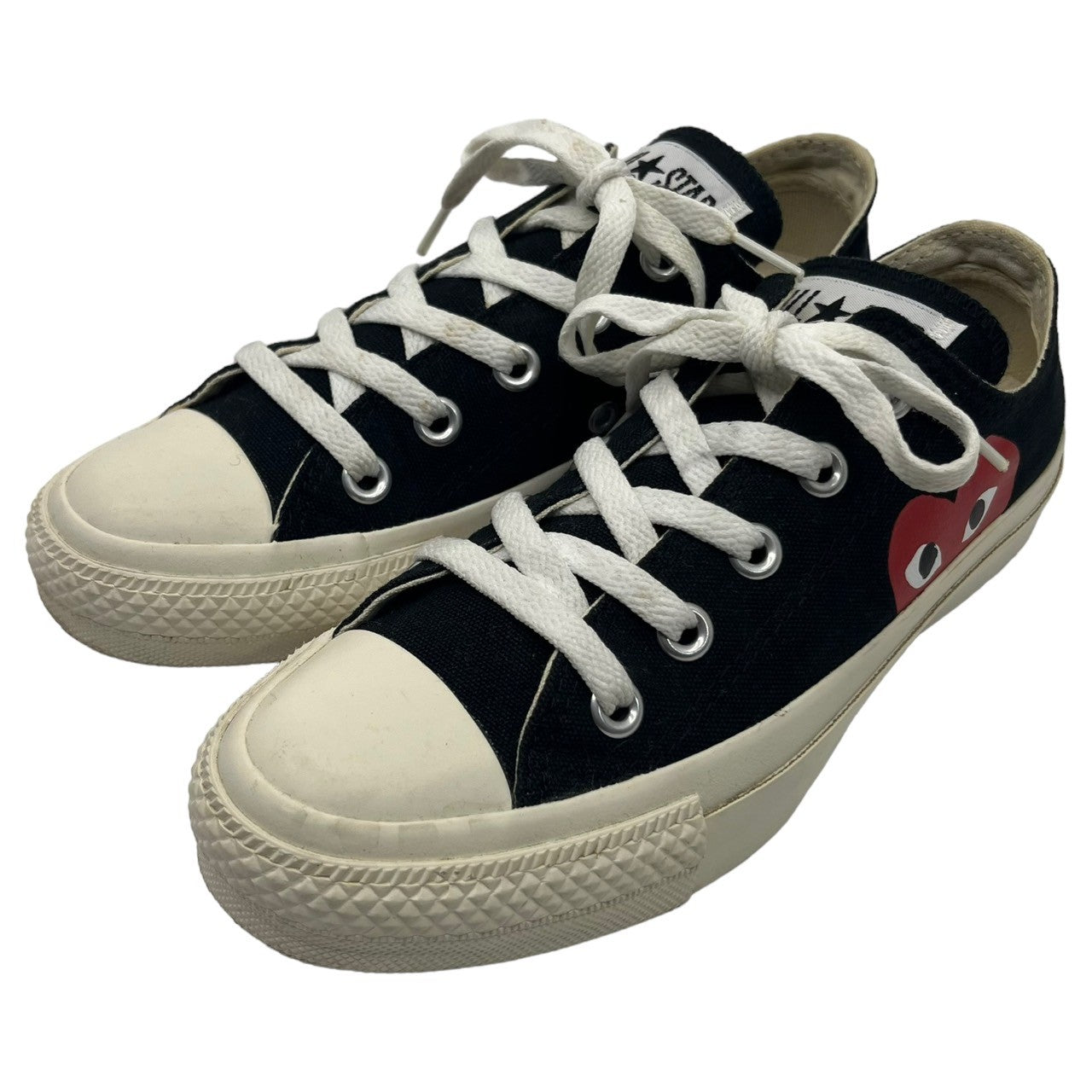 PLAY COMME des GARCONS×CONVERSE(プレイコムデギャルソン×コンバース) All Star OX PCDG "Black" オールスター ハート ロゴ ローカット スニーカー 1CK712 22cm ブラック