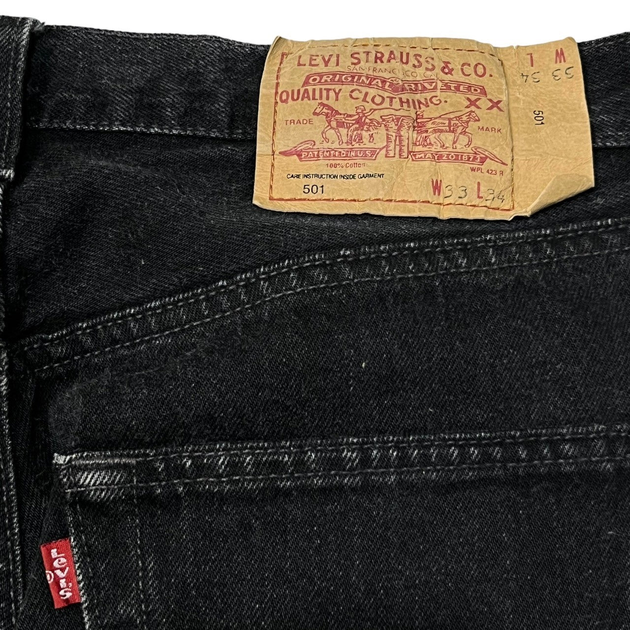 Levi's(リーバイス) 90's 501 black denim pants ブラック デニム パンツ ジーンズ 501-0185 W33 ブラック 裏ボタン273 ポーランド製 Euro Levi's ヨーロッパ