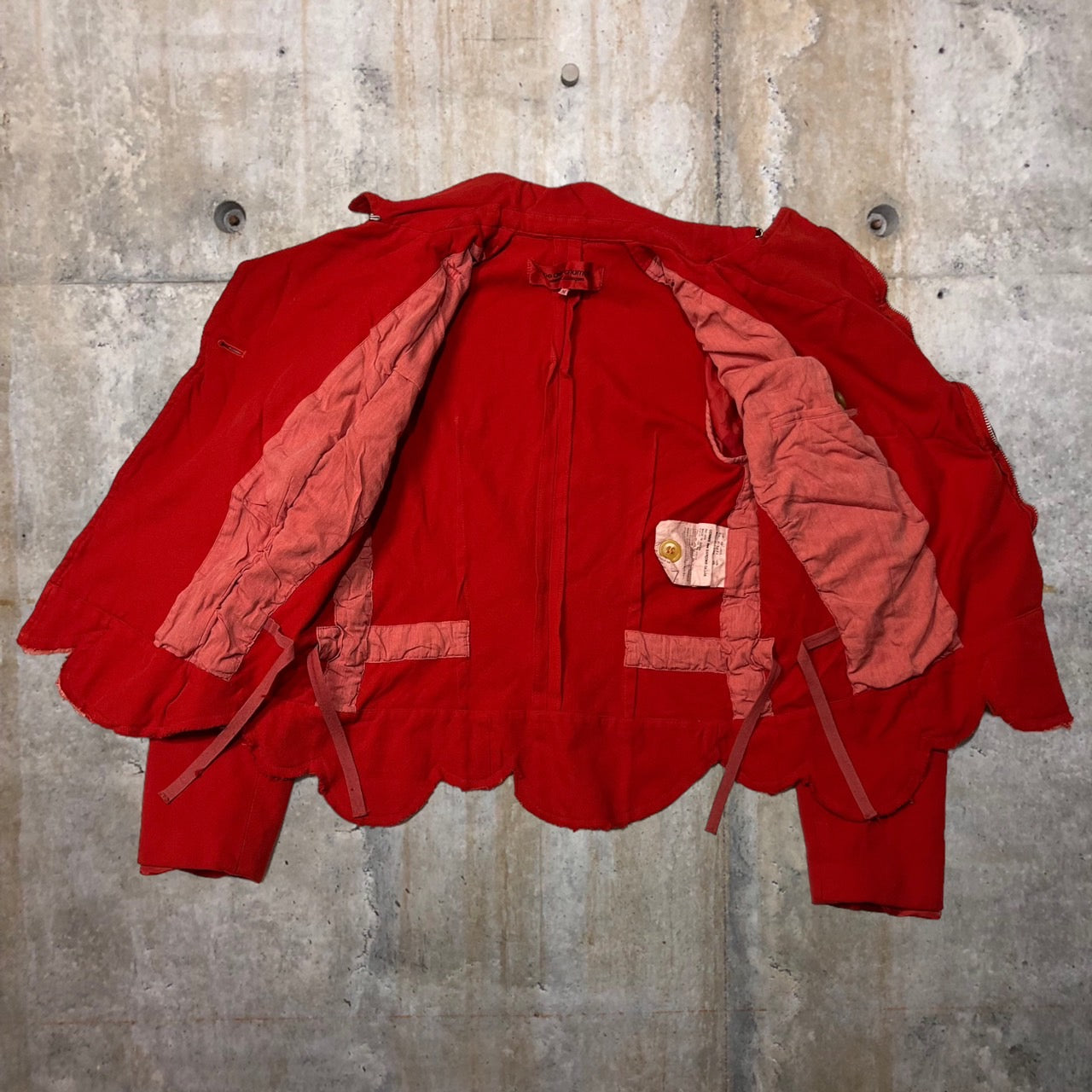 robe de chambre COMME des GARCONS(ローブドシャンブルコムデギャルソン) 04SS Poly fulling W riders jacket/ポリ縮絨ダブルライダースジャケット/ヴィンテージ/00s RM-J005 M レッド AD2003