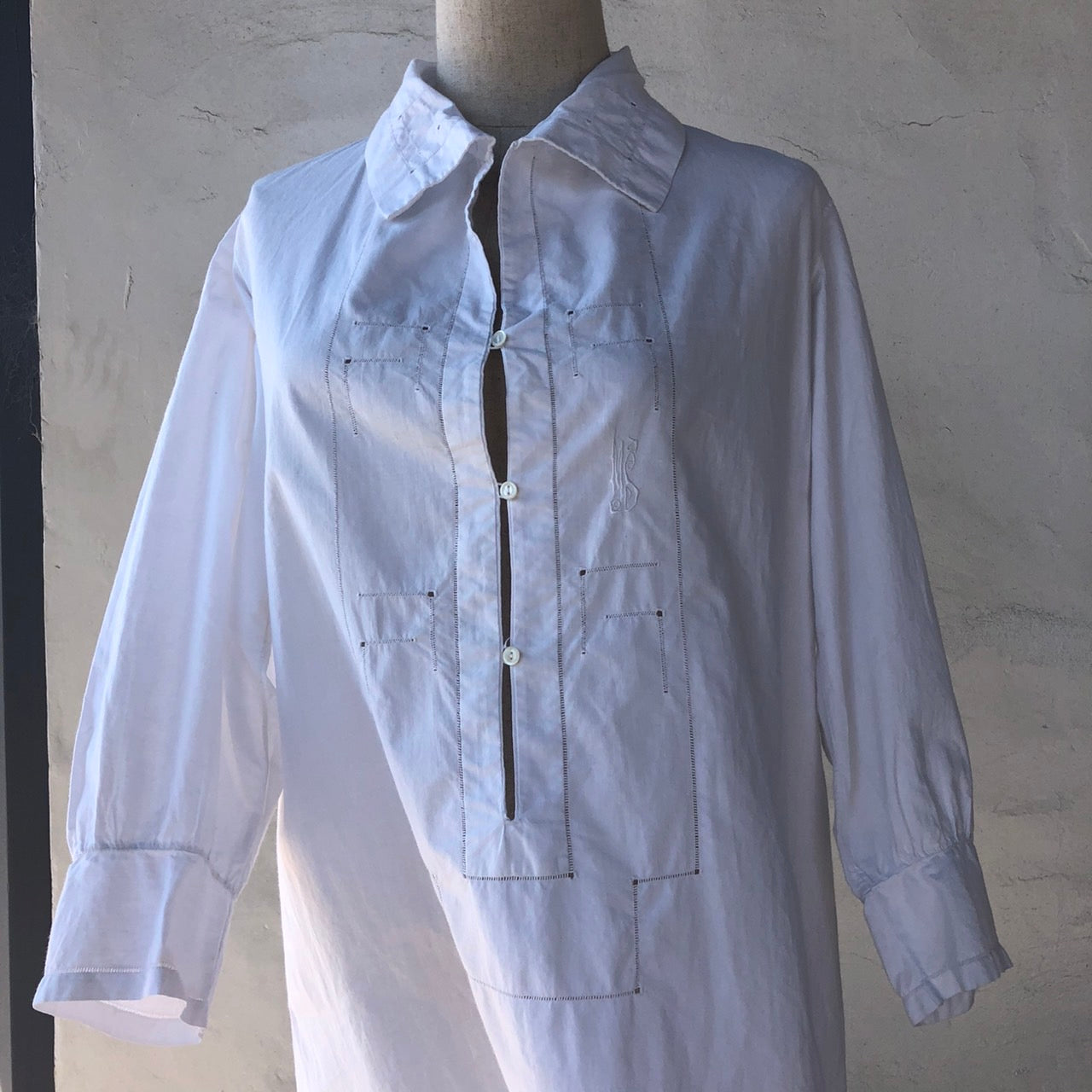 Euro Vintage(ヨーロッパヴィンテージ) Doko_フレンチコットンシャツロングワンピース 表記なし(Мサイズ程度) ホワイト