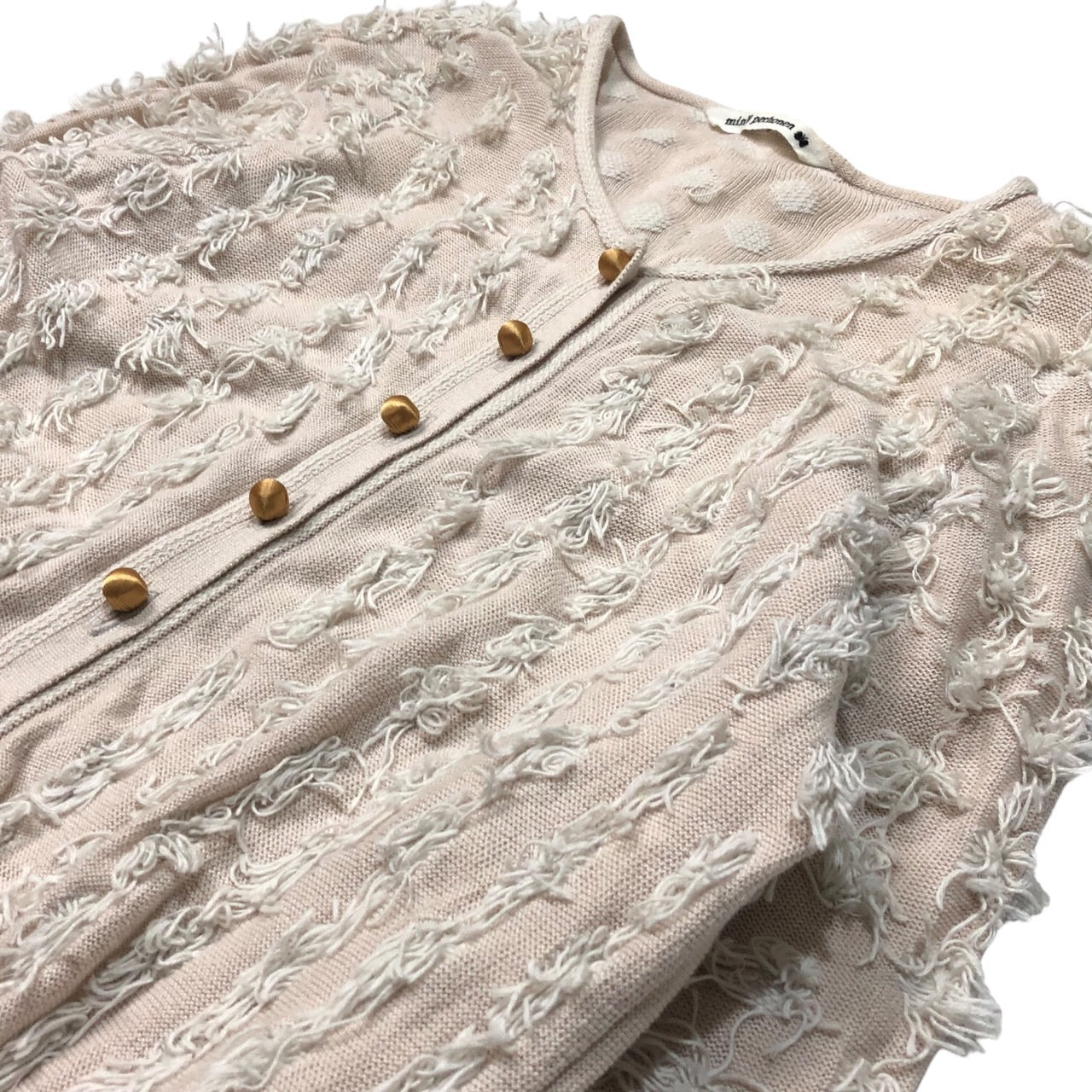 mina perhonen(ミナペルホネン) cider buttun cardigan サイダー ボタン カーディガン TS8788 SIZE 36(S) ピンク×ホワイト