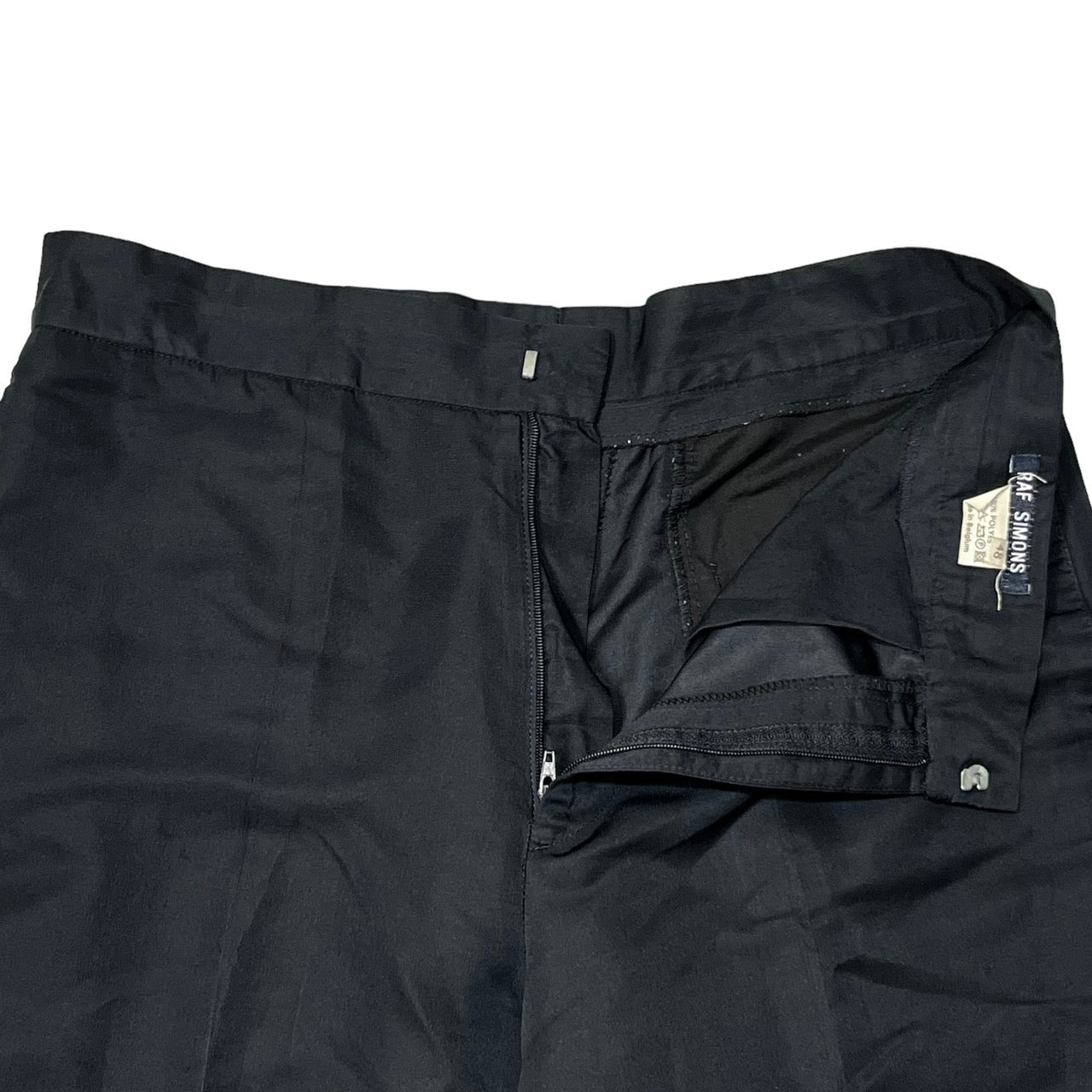 RAF SIMONS(ラフシモンズ) 90's 初期紺タグ polyester slacks/ポリエステルスラックス/稀少/90年代/ヴィンテージ SIZE 48(M) ブラック