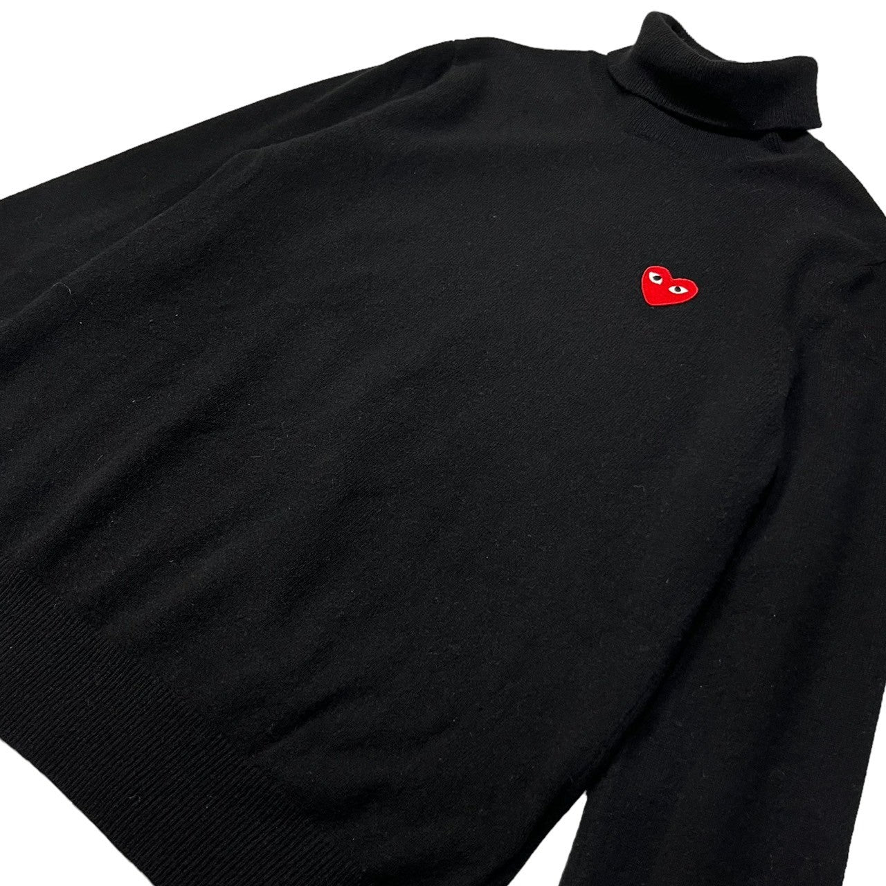 PLAY COMME des GARCONS(プレイコムデギャルソン) 03AW heart logo turtleneck knit pullover ハートロゴ タートルネック ニット プルオーバー AZ-N004 SIZE M ブラック AD2003