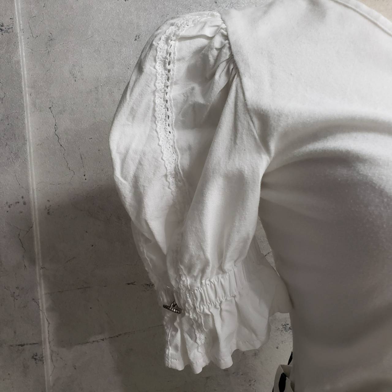 Vintage(ヴィンテージ) 旅するボタンのカットレーストップス 38(Mサイズ程度) ホワイト