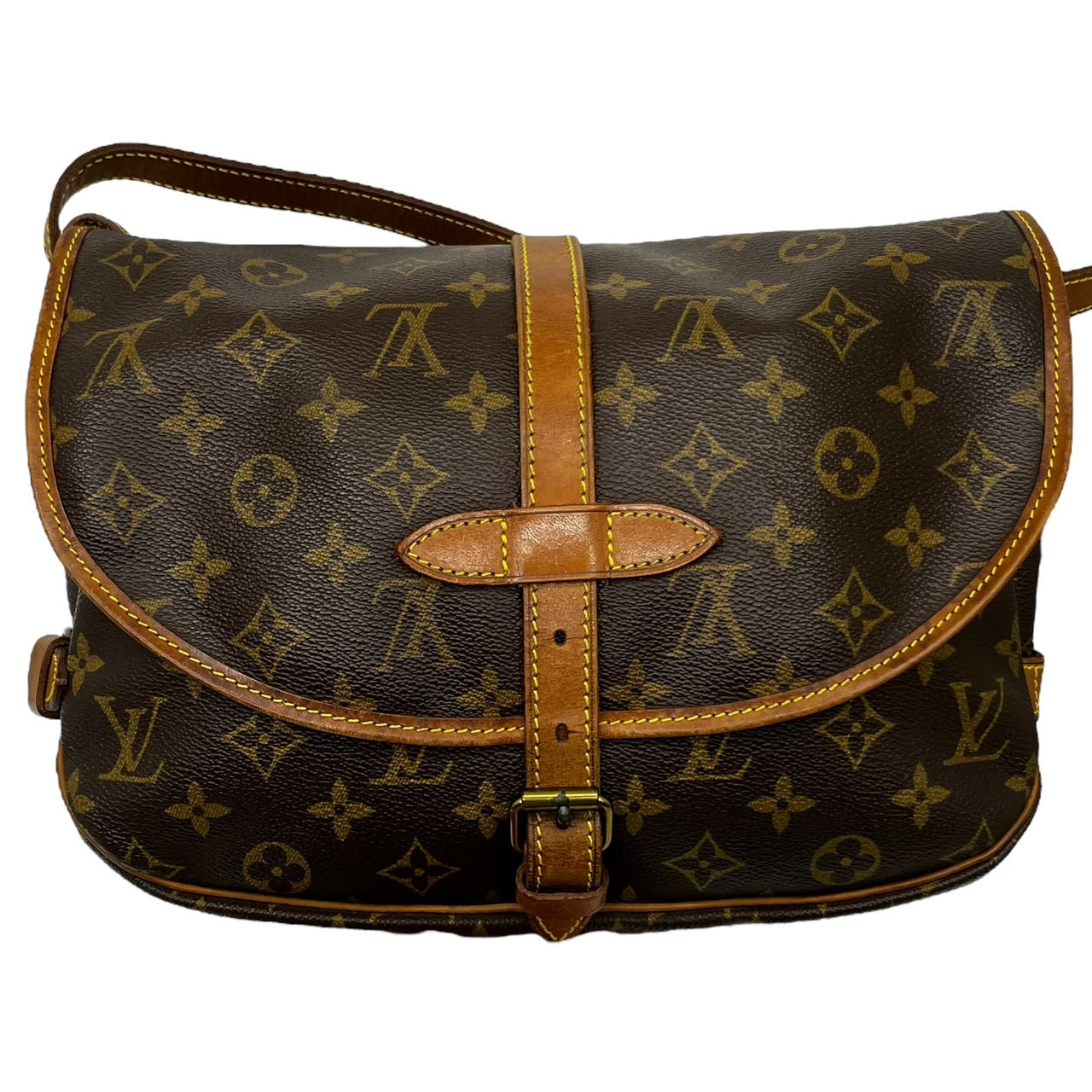 LOUIS VUITTON(ルイヴィトン) 89's Saumur30 ソミュール30 80年代 ヴィンテージ ショルダーバッグ M42256 ブラウン 製造番号:AR8904 ヌメ革ヤケ、薄ヒビ有