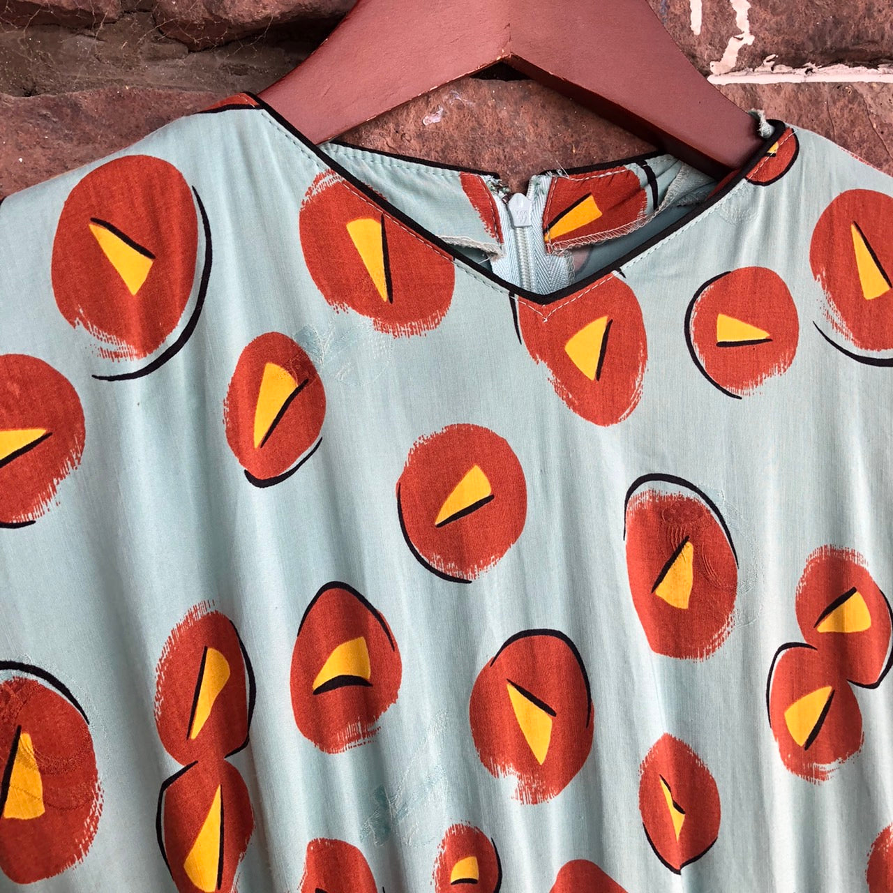 VINTAGE(ヴィンテージ) ヴィンテージ総柄ワンピース 表記なし(Mサイズ程度) ブルー