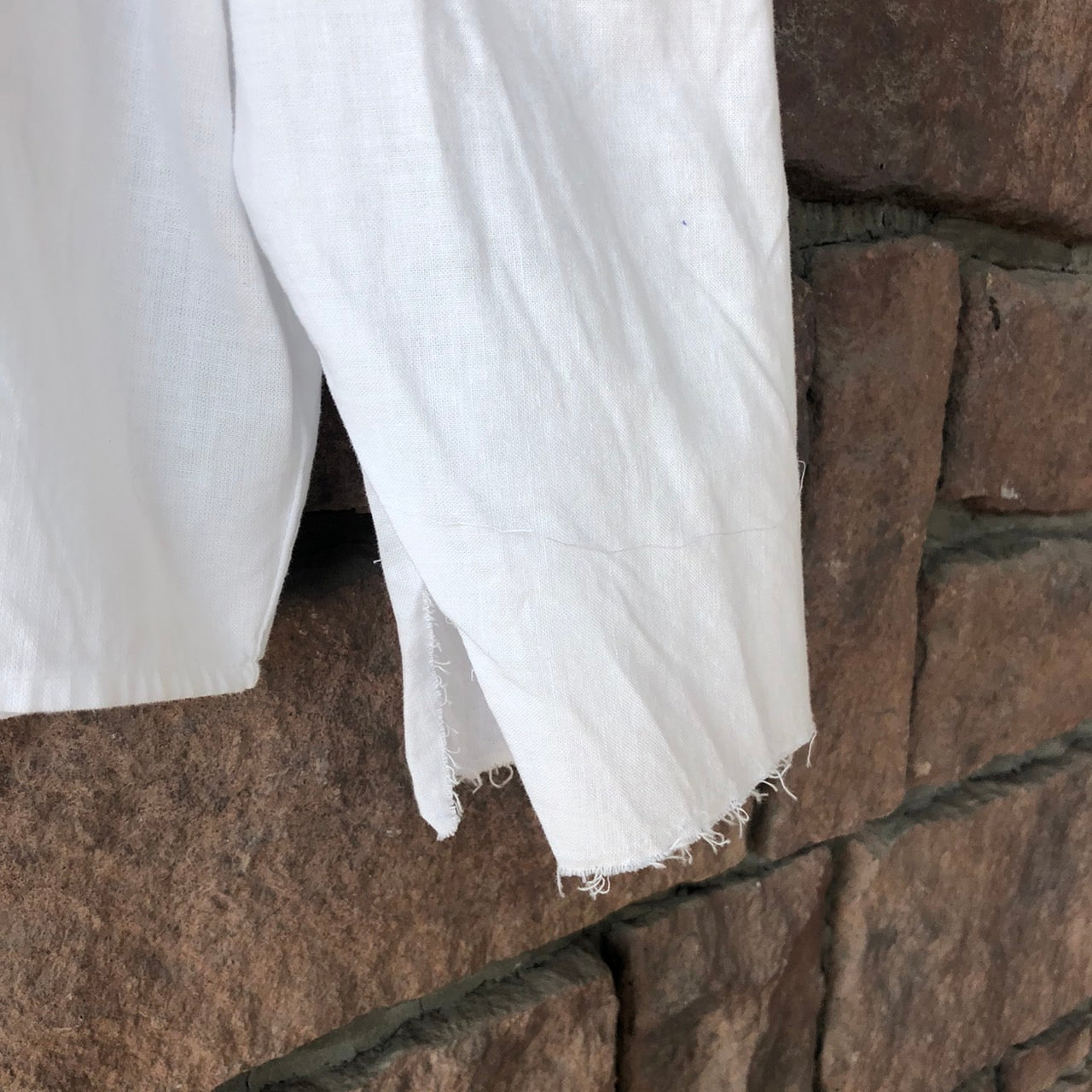 Euro Vintage(ヨーロッパヴィンテージ) 切りっぱなしBaumwollミニレースブラウス 40(Lサイズ程度) ホワイト