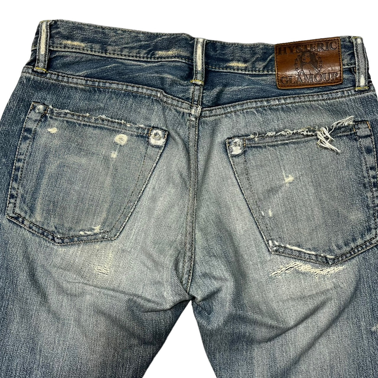 HYSTERIC GLAMOUR(ヒステリックグラマー) 00's スタッズUESD加工デニムパンツ/小窓/リペア加工 0292AP14 W28 インディゴ