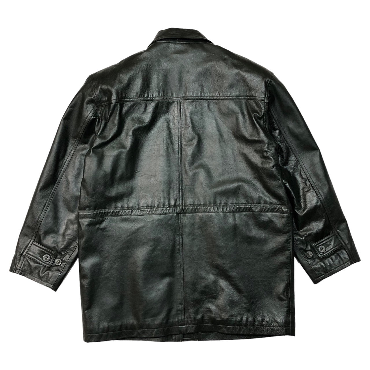 GIANNI VALENTINO(ジャンバレンティノ) 90's ロゴナイナーレザーコート/ヴィンテージレザージャケット XLサイズ程度 ブラック