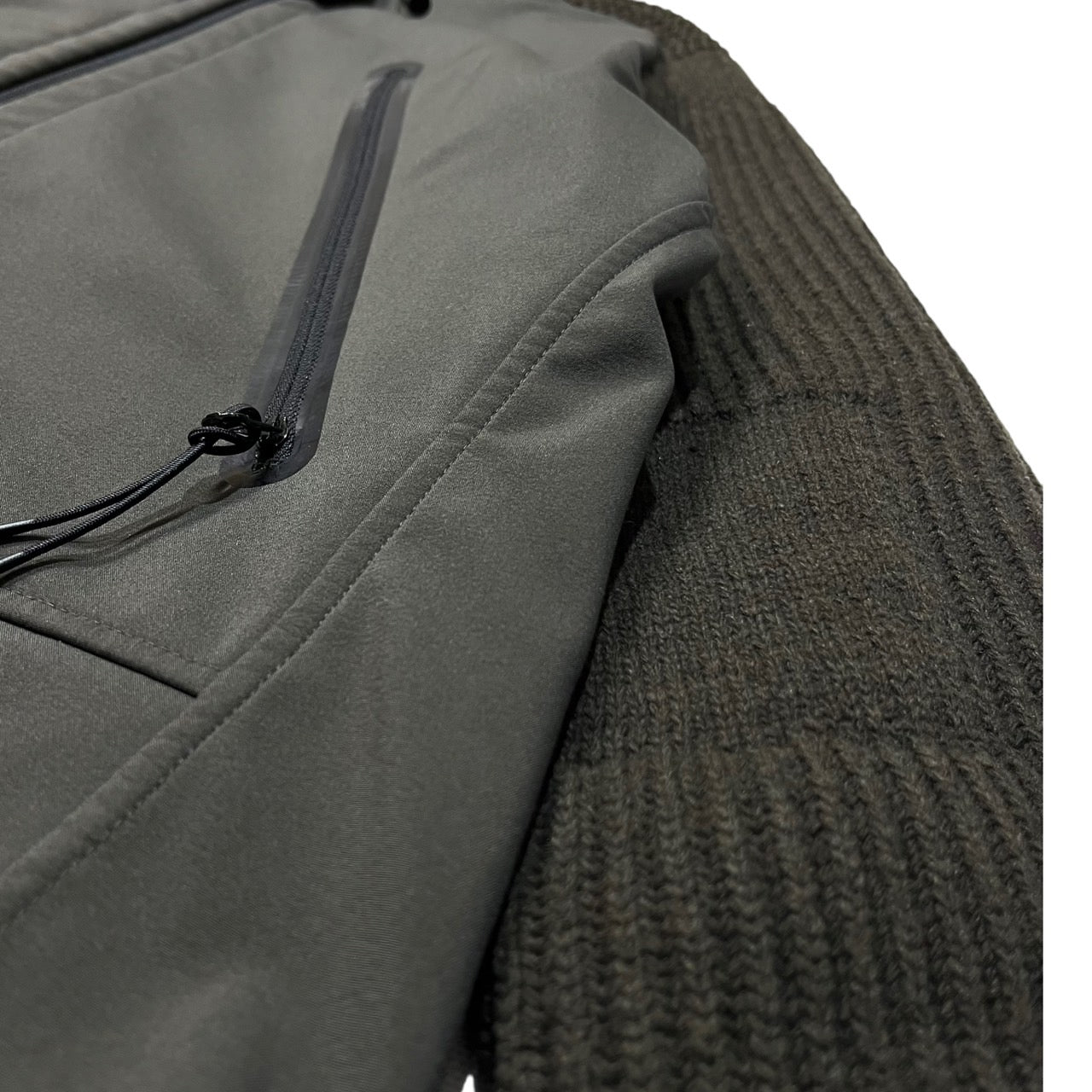 C.P.COMPANY(シーピーカンパニー) 00's Knit switching goggle jacket / ニット 切替 ゴーグル ジャケット パーカー 16WCPUM07003 44(S程度) ブラウン Y2K 止水ジップ テック