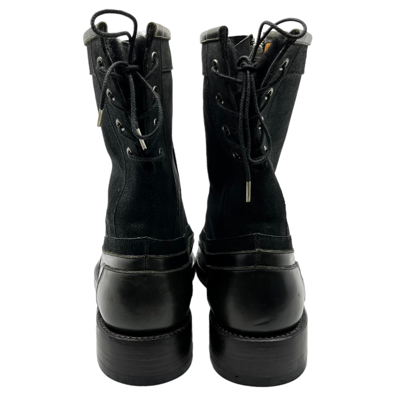 foot the coacher(フットザコーチャー) leather handle double zip boots レザーハンドル ダブルジップ ブーツ 本革 SIZE表記無し ブラック×ブラウン 内ボア