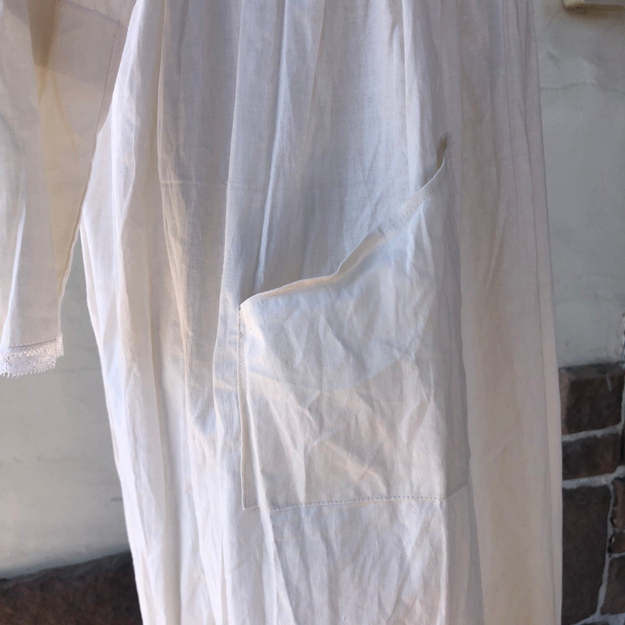 Euro Vintage(ヨーロッパヴィンテージ) Omekashi_ミニレースのロングワンピース 表記なし(Mサイズ程度) ホワイト