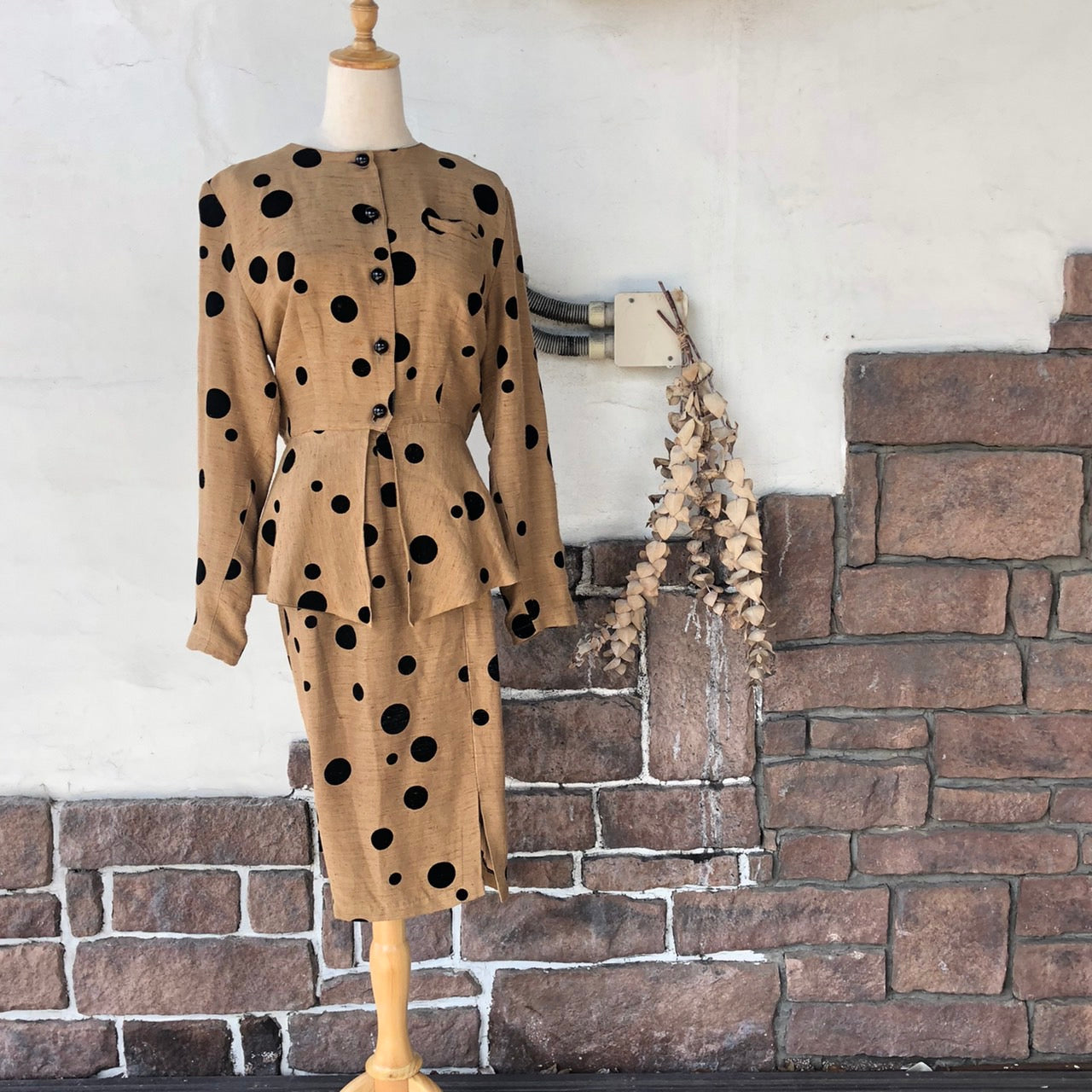 Euro Vintage(ヨーロッパヴィンテージ) Mame_ドットなセットアップジャケット 1(Sサイズ程度) ブラウン