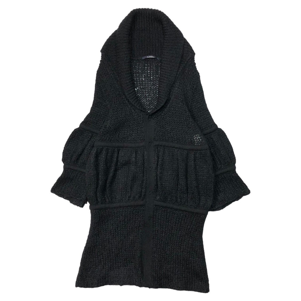 LIMI feu(リミフゥ) 09AW モヘア 変形 ロング ニット カーディガン ワンピース LZ-K40-152 S ブラック ボタン欠品