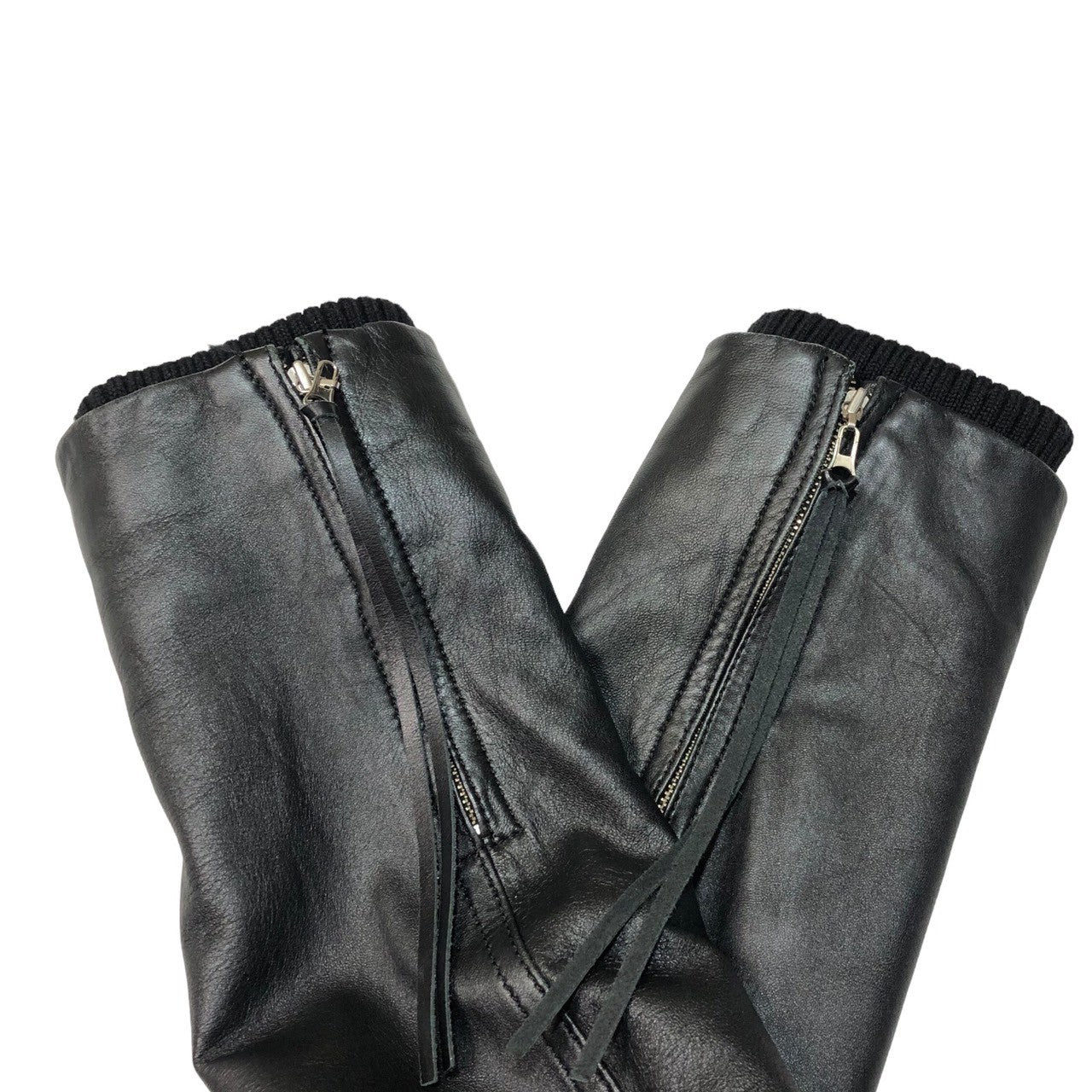 DKNY(ダナキャランニューヨーク) ラムレザーダブルライダースジャケット/リブライダース SIZE 4(M程度) ブラック