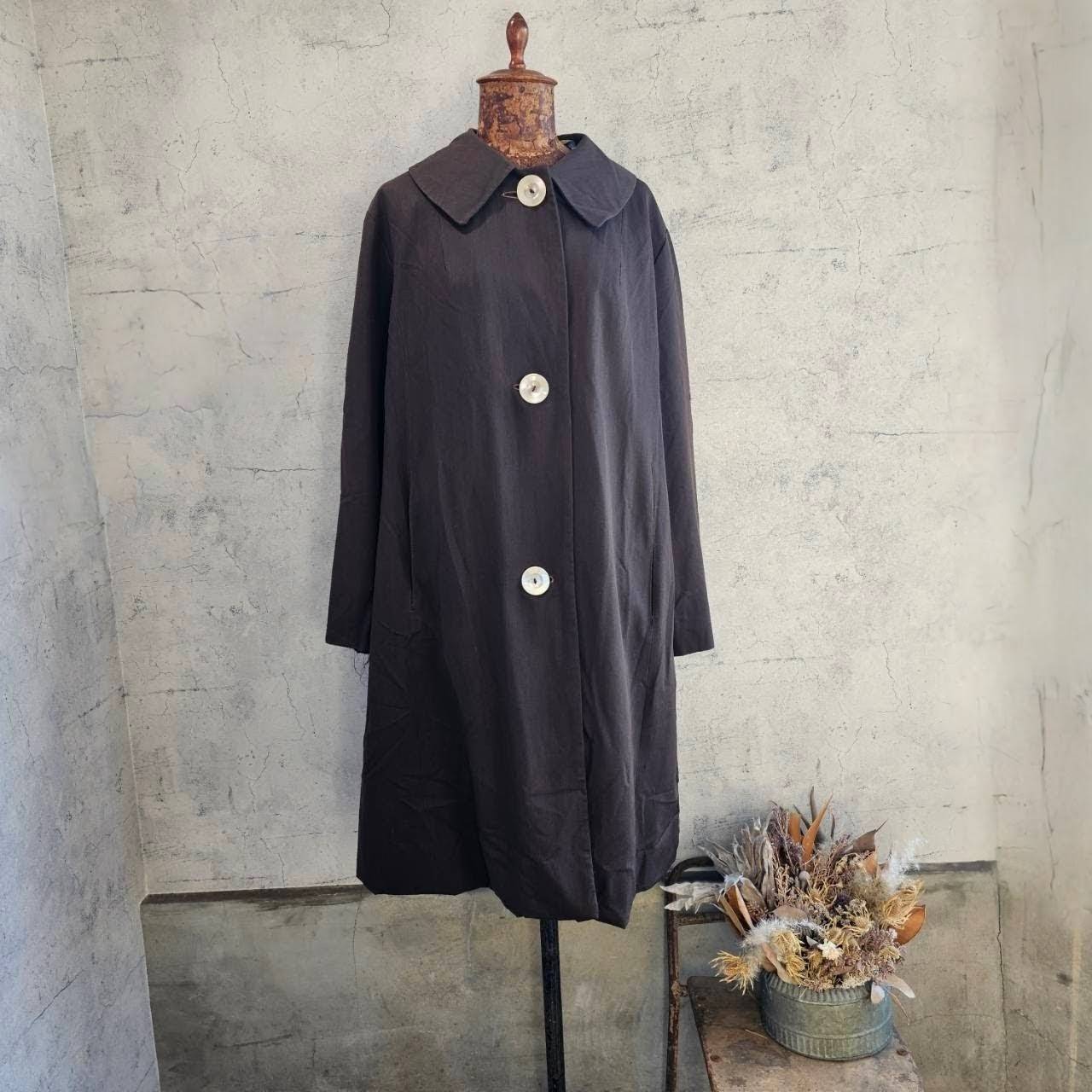Euro Vintage(ヨーロッパヴィンテージ) Round_big big bid roundbutton stainless steel collar coat / ビッグボタンステンカラーコート 表記なし(Mサイズ程度) ブラウン