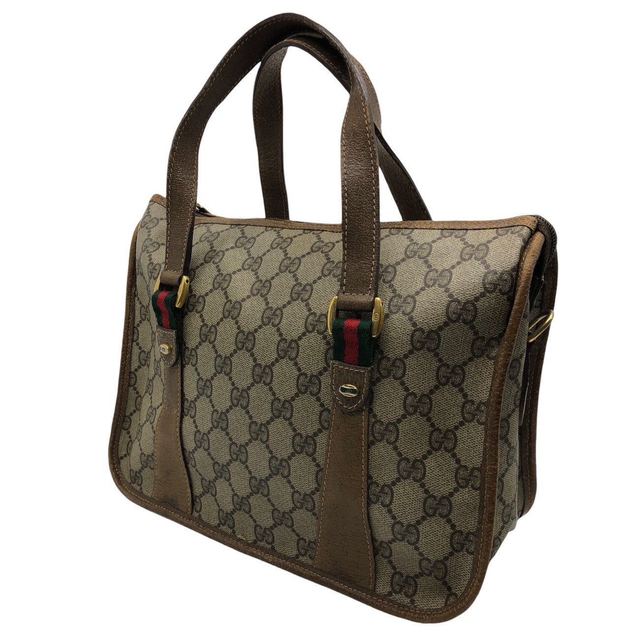 GUCCI(グッチ) 80's GG handbag ヴィンテージ GG 柄 シェリーライン ハンドバッグ 41.02.039 ブラウン OLD GUCCI オールドグッチ
