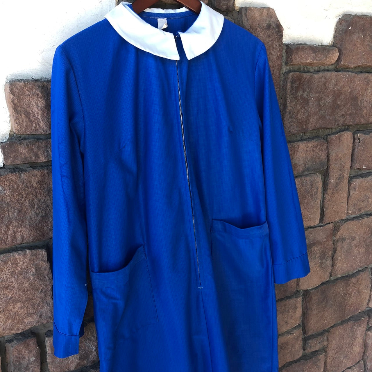 VINTAGE(ヴィンテージ) ヴィンテージフロントジップワンピース 表記なし(Mサイズ程度) ブルー