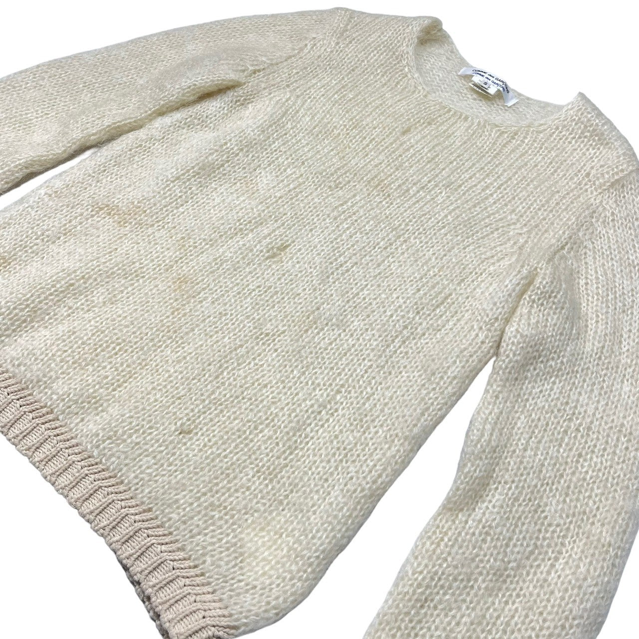 COMME des GARCONS COMME des GARCONS(コムデギャルソンコムデギャルソン) モヘア クルーネック ニット セーター 裾切替 W14N036 S アイボリー コムコム