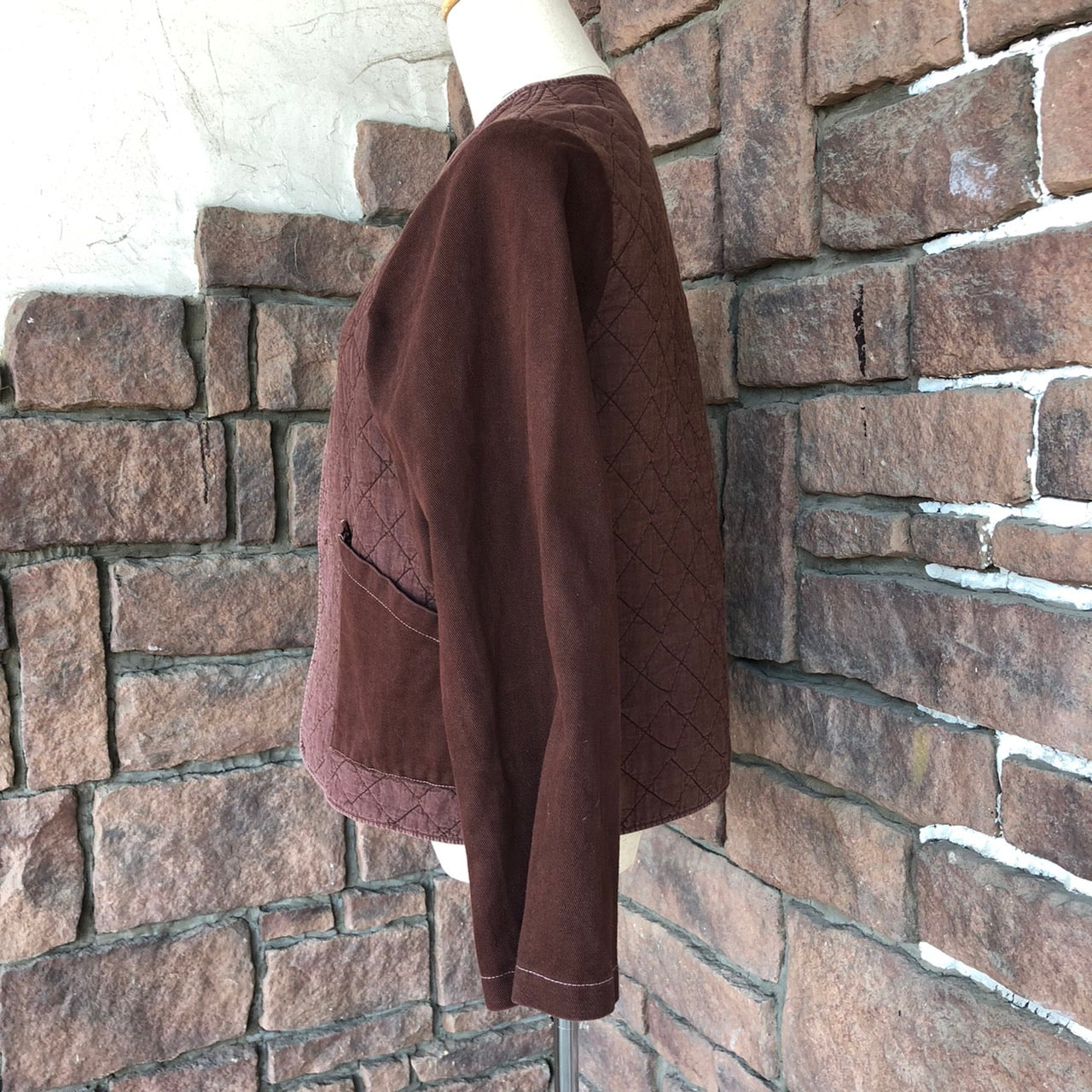 belgian army(ベルギー軍) 50sキルティングリメイクカーディガン 44/48(Mサイズ程度) ブラウン BEGETEX