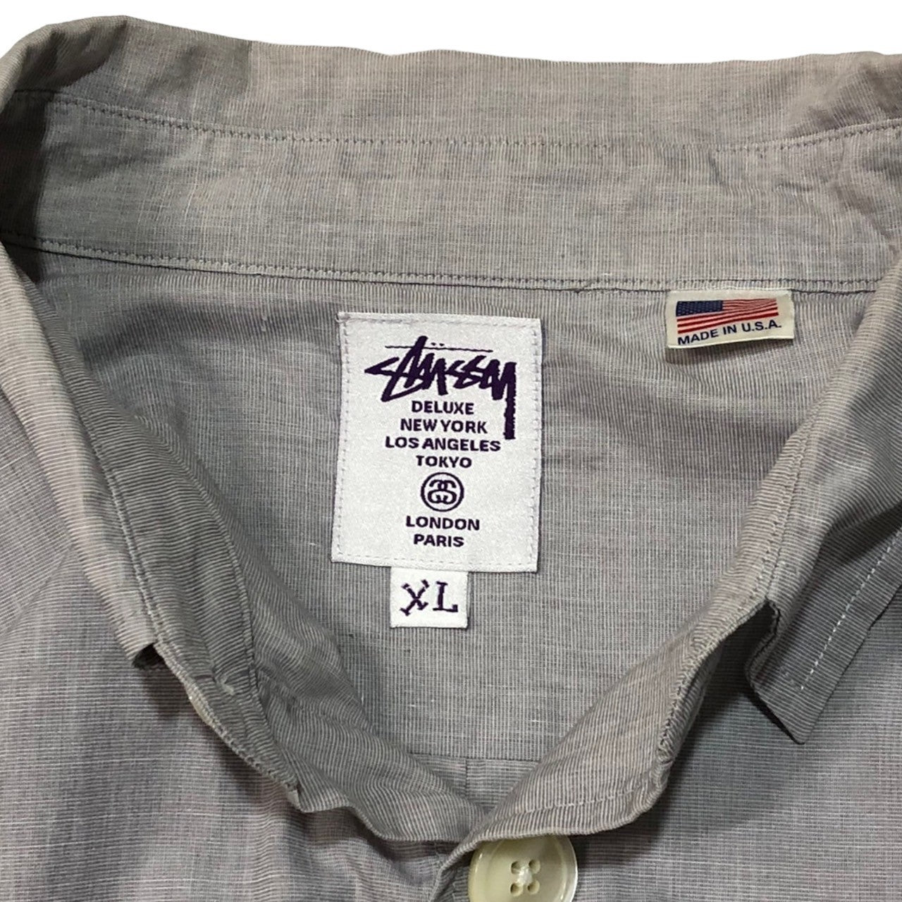 STUSSY(ステューシー) 00's crescendo button shirt クレッシェンド グラデーション ボタン カジュアル シャツ 長袖 109KV XL グレー Y2K 80年代復刻