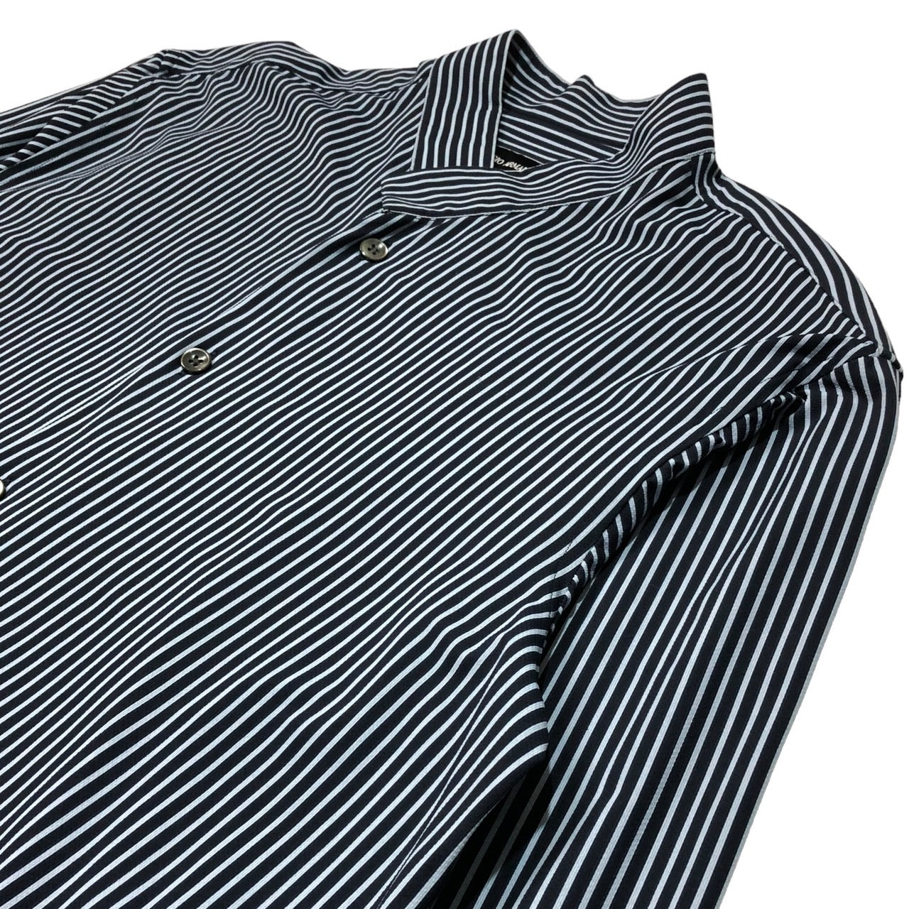 EMPORIO ARMANI(エンポリオアルマーニ) バンドカラー ストライプ シャツ 0WGCCZ44TZ686 SIZE 40(L程度) ネイビー×スカイブルー