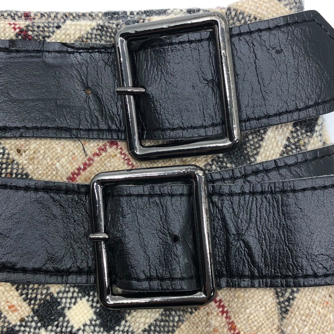 BURBERRY LONDON(バーバリーロンドン) ノヴァチェック アンゴラ カシミヤ ブレンド レザー ベルト ロング スカート FX058-074 36(S程度) ベージュ