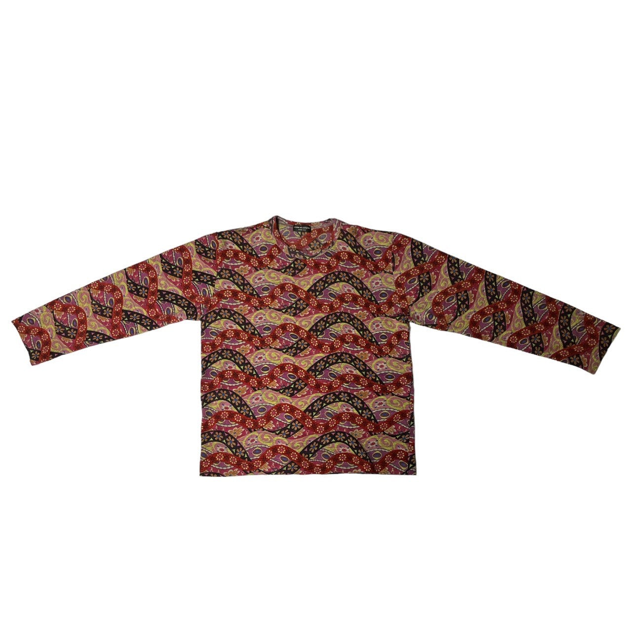 COMME des GARCONS HOMME PLUS(コムデギャルソンオムプリュス) 01AW Flower pattern wool cut and sew フラワー パターン ウール 長袖 カットソー Tシャツ PC-T025 表記無し(M~L程度) ピンク×レッド AD2001